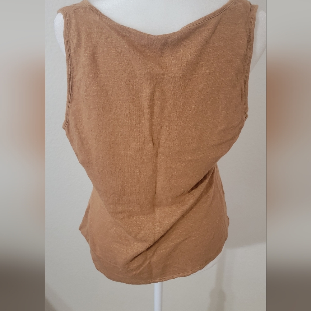 Poetry Women's Brown Tank Top Size 12 100% Linen - Picture 2 of 5